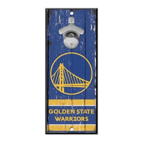 Golden State Warriors 5"x11" Bottle Opener Wood Sign [NEW] Wall Plaque Mount Bar Cover