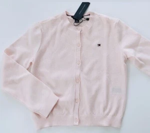 NWT, Girls TOMMY HILFIGER Cropped Pink Cotton Cardigan, Size L (12-14) - Picture 1 of 2
