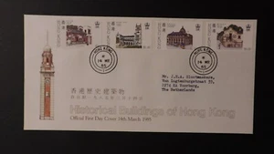 1985 Hong Kong First Day Cover FDC to Hague Netherlands Historical Buildings - Picture 1 of 2