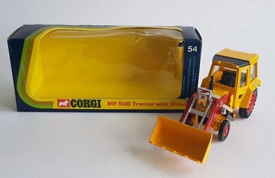 Corgi Toys 54, Massey Ferguson MF 50B Tractor with Shovel, Superb Mint Condition - Image 1 of 4