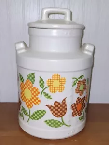 VINTAGE McCoy Keramik weiße Milchdose Keksglas Blumenmuster Top Form - Bild 1 von 12
