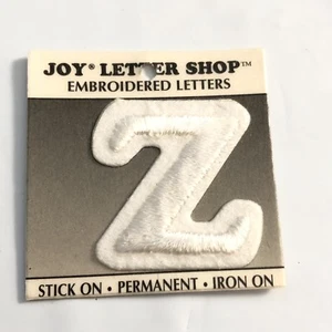 Joy Letter Shop White Z 1.5” Iron Stick On Embroidered Patch Appliqué Crafting - Picture 1 of 5