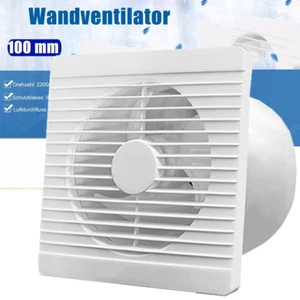 Ventilador de baño Ø100 mm con deflector de reflujo retroceso baño inodoro ventilador de pared silencioso - Imagen 1 de 39