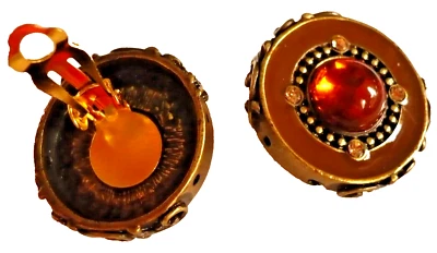 edel Ohr Clips bronze braun bernstein Strass Emaille Ohrclips ModeSchmuck NEU - Bild 1 von 2