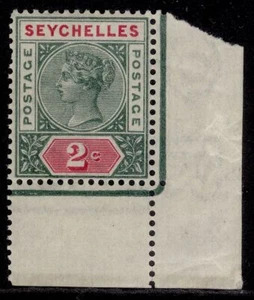 SEYCHELLES QV SG1, 2c verde y carmín, casi nuevo como nuevo. Cat £11+ ESQUINA MARGINAL - Imagen 1 de 1