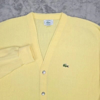 Cárdigan suéter vintage Izod Lacoste para hombre grande amarillo con botones Foto 1 de 4