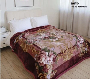 FLOWERS MARRON KOYO JAPANESE DESIGN BLANKET  SOFTY THICK AND WARM  QUEEN SIZE - Picture 1 of 1