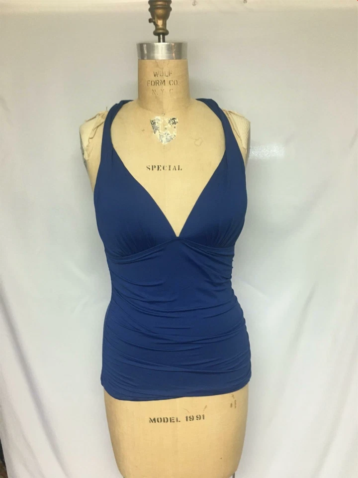 Ralph Lauren Beach Club Solid Halter Tankini Swim Top 20101026 Sapphire Size 8