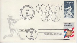 1984 #2097 ROBERTO CLEMENTE FDC ON #2046 RUTH EVENT COVER W/ RARE CACHET UA GEM! - Picture 1 of 1