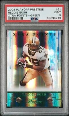 2008 PLAYOFF PRESTIGE XTRA POINTS GREEN REGGIE BUSH PSA 9 MINT /25 SAINTS POP 1 - Image 1 of 3