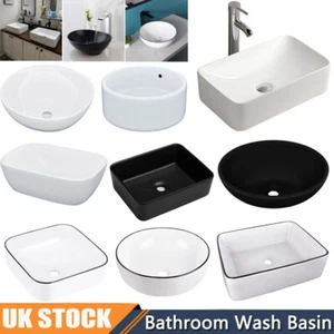 Bathroom Ceramic Basin Sink Hand Wash Counter Top Square Rectangle Bowl Oval UK - Picture 1 of 147