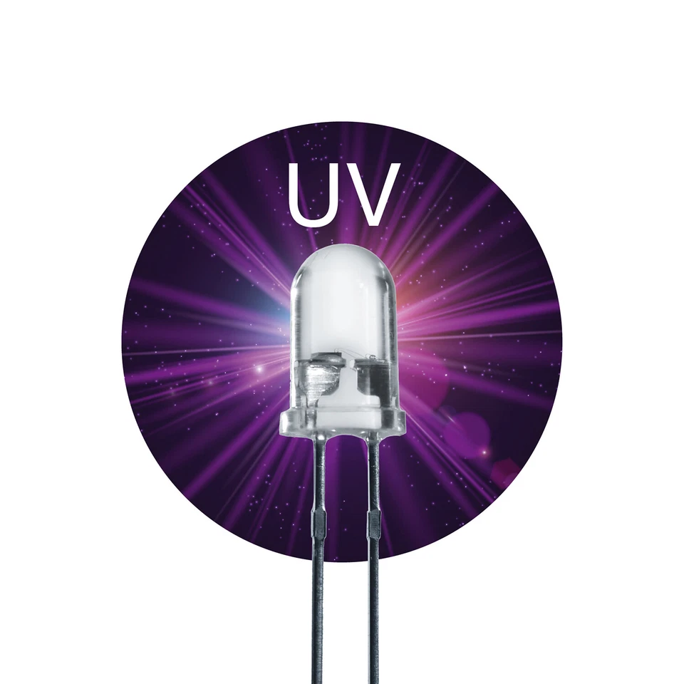 100x LED Leuchtdiode 3mm UV ultraviolett Schwarzlicht Dioden rund LUMETHEUS - Bild 1 von 3