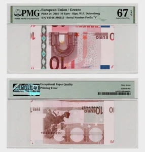 BCE - BCE - Billete en euros - Grecia - 2002 - 10 € - ERROR - RARO - PMG 67 - Imagen 1 de 4