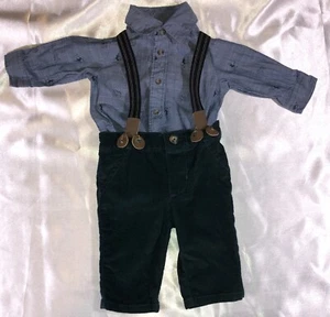 Just One You By Carters Baby Corduroy Pants Suspenders & ButtonUp Shirt Sz 3 Mth - Picture 1 of 13