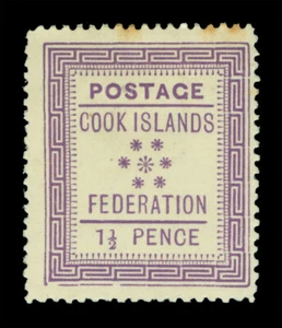 COOK ISLANDS 1892 Cook Islands Federation 1½p violet Scott # 6 mint MH - Picture 1 of 2
