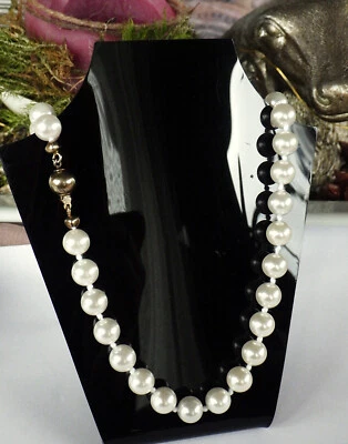 SCHMUCK-STCK  Muschelkernperle PERLEN KETTE COLLIER creme Silber vergoldet 44cm - Bild 1 von 2