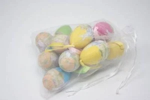 Paper Mache Easter Egg Ornaments Easter Decorations Organza Bag 12 Eggs - Picture 1 of 1