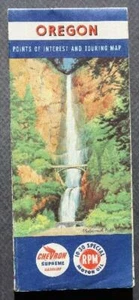 1950s Chevron Supreme Gasoline RPM 10-30 Special Motor Oil State of Oregon map - - Picture 1 of 1