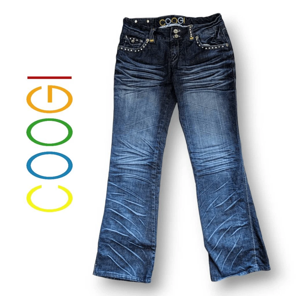 Coogi Y2K Womens Denim Jeans Boot Cut Stud Double Button Blue Med Wash Size 11/1 - Image 1 of 4