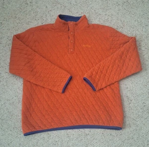 Orvis Trout Bum Men's Pullover Med Orange Quilted Sweatshirt 1/4 Snap Outdoors - Picture 1 of 16