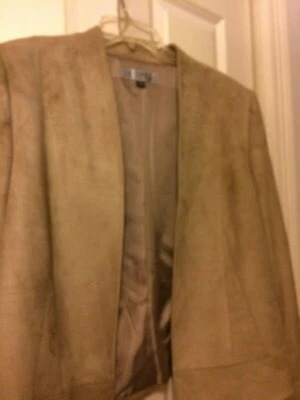 Chaqueta beige de gamuza sintética para mujer Tahari talla 16 Foto 1 de 4