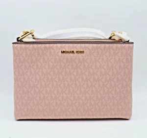Michael Kors Trisha Leather Medium Triple Compartment Crossbody Pink - NEW - Picture 1 of 13
