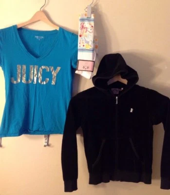 Sudadera con capucha jugosa negra de terciopelo 12 para niña Foto 1 de 4