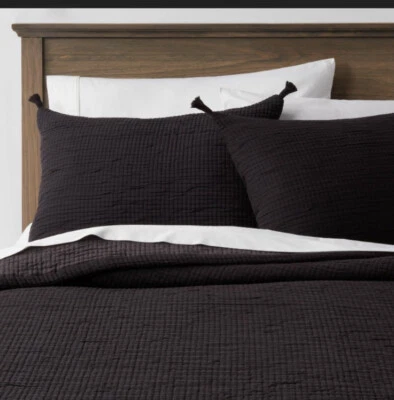 1 Umbral Negro Doble Paño Acolchado Falsa Estándar Nuevo Foto 1 de 3