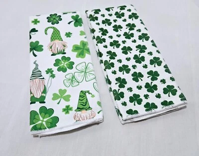 St. Patrick's Day Set of 2 Gnome Shamrock Dish Towels 15 in. x 25 in. - Image 1 of 3