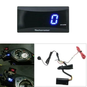 Universal Square LCD Motorcycle Tachometer Blue Digital Display RPM Meter Gauge - Picture 1 of 12