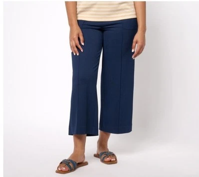 Isaac Mizrahi Size 2X Navy Printed Pebble Knit Cullote Pant Size 2X A612211 - Image 1 of 4