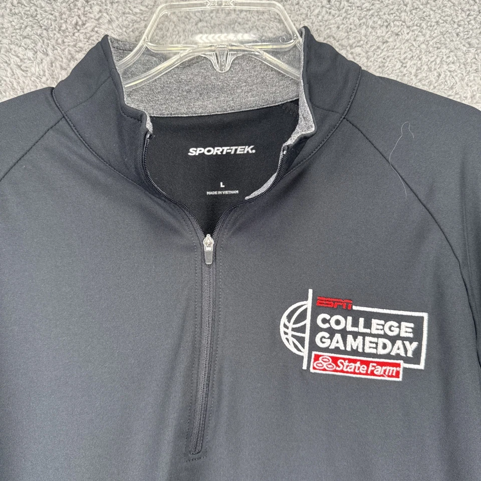 Pullover ESPN College Gameday Para Hombres Grande L/S 1/4 Cremallera Gris Golf Negro Sport-Tek Foto 1 de 4
