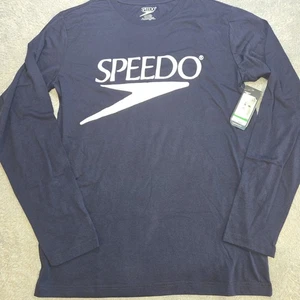 Speedo Shirt Mens Large Long Sleeve Blue Graphic Logo - Picture 1 of 5