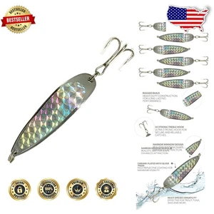 Crocodile Fishing Spoons 3oz | Pack of 6 Heavy-Duty Treble Hooks for All Anglers - Picture 1 of 9
