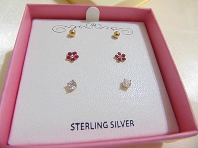 Lily Nily 18K Gold/SS Plate Girls Stud Trio Earrings Set C511 $60 - Image 1 of 4