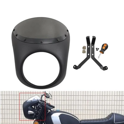 Carenado de faros redondos de 7" parabrisas de humo apto para Harley Café Racer Foto 1 de 4