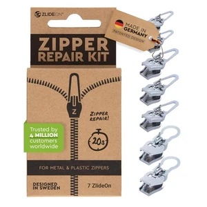 7-Piece Silver Zipper Pull Replacement Multipack - Quick & Easy Repair Solution - Picture 1 of 11