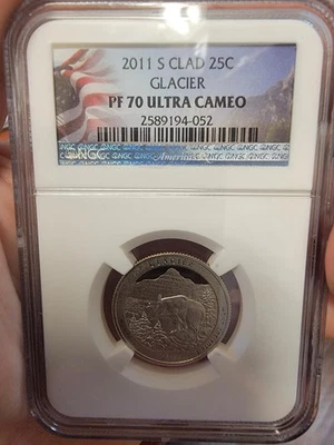 2011 S Proof Glacier Clad Quarter NGC PF70 Ultra Cameo  - Image 1 of 2
