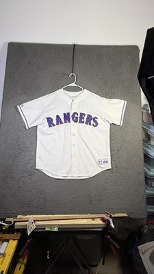 Camiseta de béisbol Texas Rangers para hombre grande blanca MLB Rodríguez 3 cosidas majestuosa Foto 1 de 4