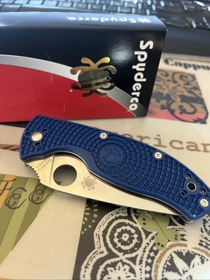 Spyderco Tenacious S35VN Lightweight Satin Plain Blade Blue FRN Handles C122PBL - Image 1 of 4