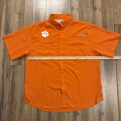 Мужская рубашка с коротким рукавом Columbia Clemson Tigers NCAA рипстоп на пуговицах вентилируемая легкая - Изображение 1 из 4