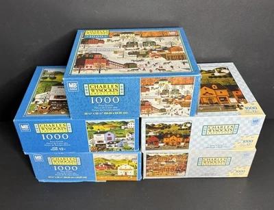 5 Charles Wysocki Jigsaw Puzzles Milton Bradley 1000 pcs Americana *NOT Verified - Image 1 of 4
