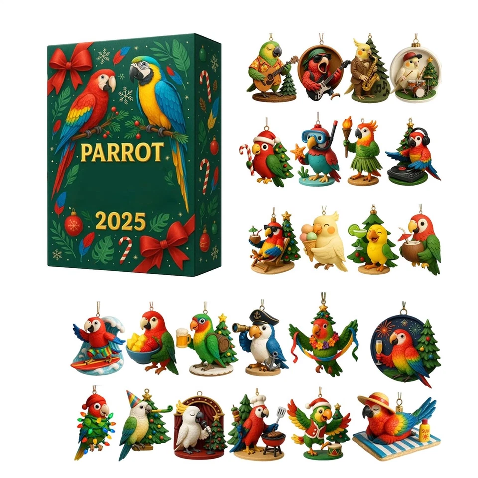 Parrot 2025 Christmas Advent Calendar 2D Flat Acrylic Christmas Ornament - Image 1 of 4