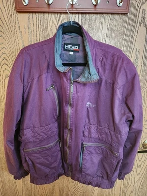 Chaqueta de bombardero acolchada Head Ski Down de colección de los 90 para hombre L púrpura "Treetops" resort Foto 1 de 4