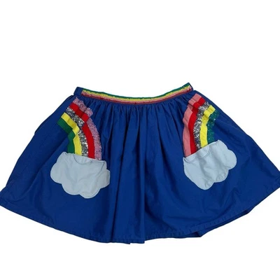 Mini Boden Girls 8 - 9 Youth Skirt Blue Rainbow Cloud Pockets Sequins Pull On - Imagem 1 de 4