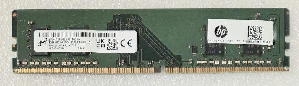 New HP 4GB PC4-25600 DDR4-3200MHz Non-ECC Unbuffered RAM 288-Pin L47720-001 - Image 1 of 1