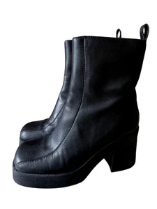 Steve Madden Hope Leather Y2K Chunky Heel Platform Boots Women’s 9M - Picture 1 of 8
