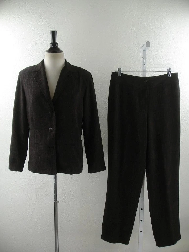 Mujer M 8 Chico's Talla 1 2 Piezas Traje Pantalones 30 X 31 Negro Tweed Chaqueta Blazer Rayón Foto 1 de 4