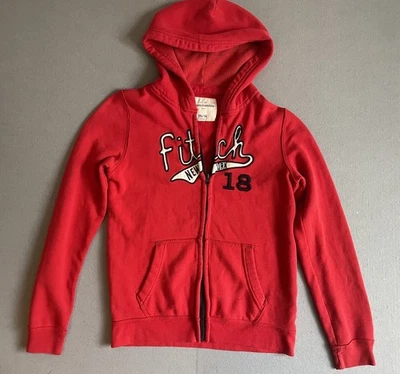 Abercrombie & Fitch 14/16 Kids Zip Hoodie Sweatshirt Red Y2K NY Holiday Unisex - Image 1 of 4