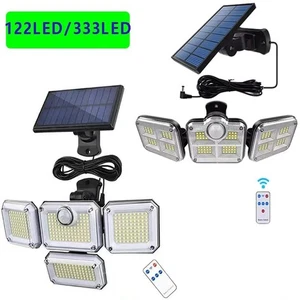 1er Pack Außenlampe mit Bewegungsmelder, 4-Kopf Solarleuchte, 122 LED Solarleuchte - Bild 1 von 14
